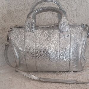 ALEXANDER WANG ROCKIE TEXTURED -Silver Handbag- HB275